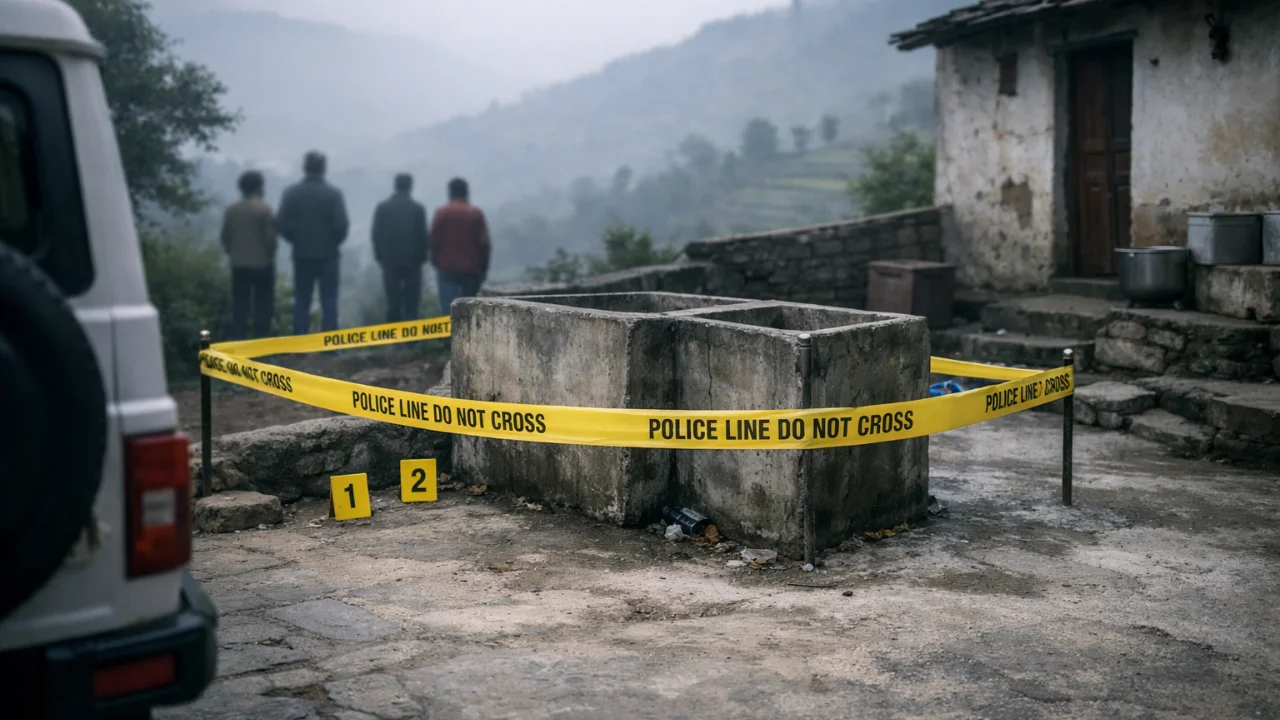 उत्तराखंड के अल्मोड़ा जिले में दिव्यांग युवक का शव मिलने के बाद पुलिस जांच का दृश्य