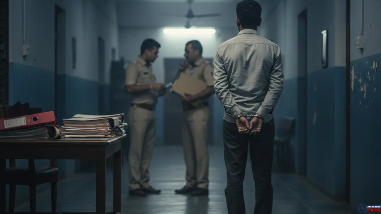 देहरादून दहेज हत्या मामले में आरोपी पति की गिरफ्तारी और पुलिस जांच को दर्शाता प्रतीकात्मक दृश्य