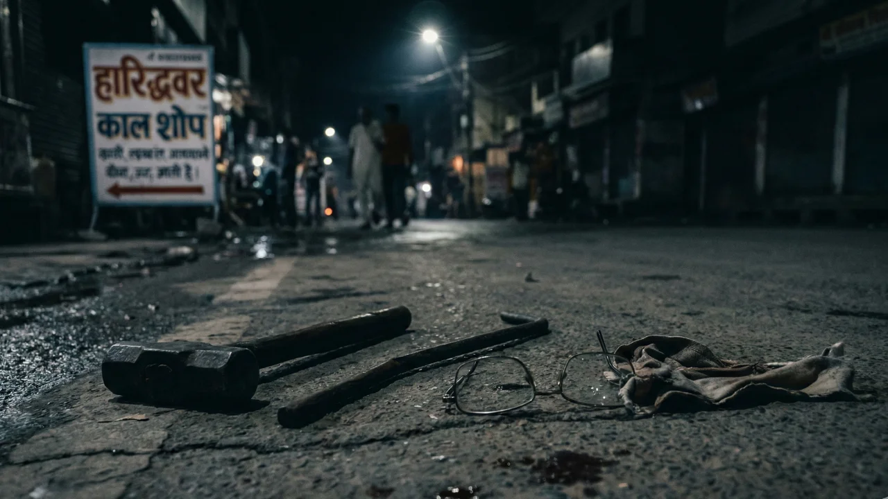 हरिद्वार में जीजा पर हुए जानलेवा हमले से जुड़ा प्रतीकात्मक दृश्य, रात का शहरी इलाका