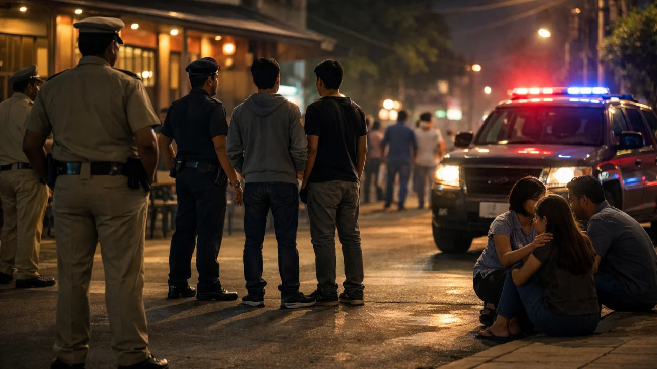 देहरादून कैफे मारपीट मामला में पुलिस द्वारा तीन युवकों को हिरासत में लेते हुए दृश्य